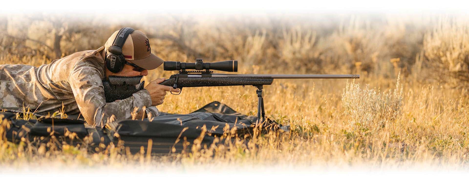 Shooting prone in the field with an X-Bolt Max Long Range bolt action rifle